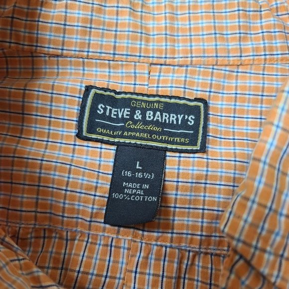 Steve & Barry’s Mens Large Orange Stripe Long Sleeve Button Up Shirt 16-16.5 - Picture 11 of 11